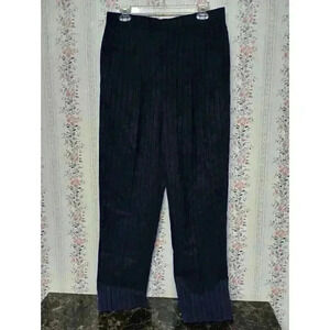 John Henry Women Blue Stripe Dress Pants Size 11 High Waisted Vtg